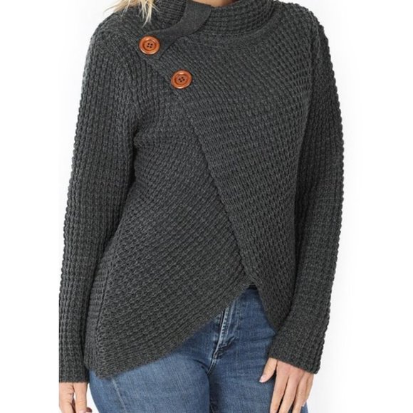 SWEATER WRAP ASYMMETRICAL HEM - Picture 2 of 3